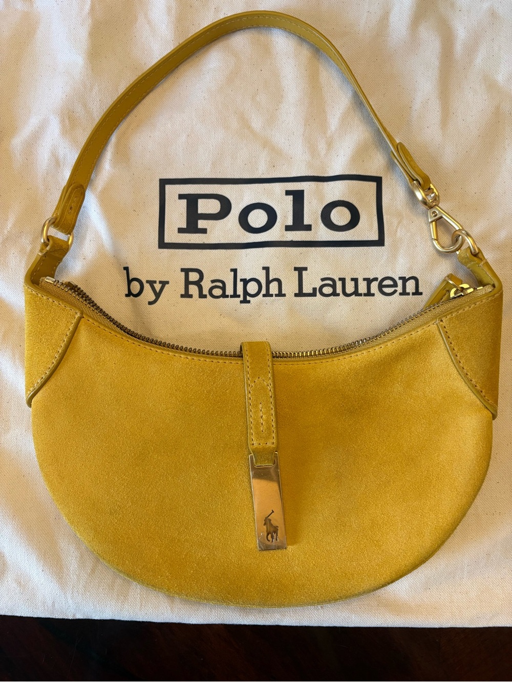 Ralph Lauren mini croissant/saddlebag Yellow Polo ID  Shoulder/ hand Bag
